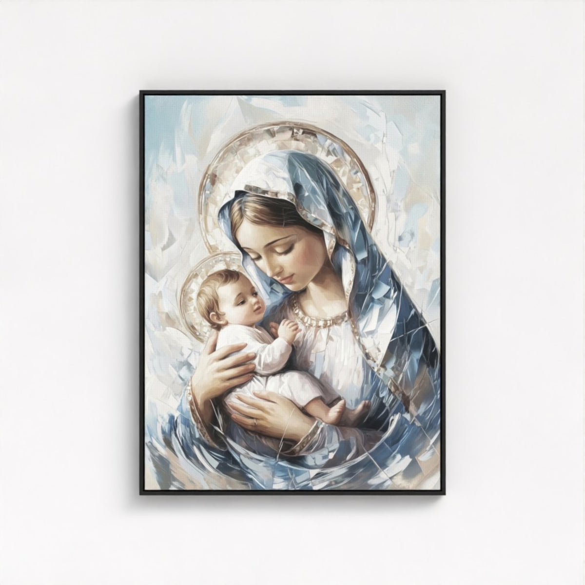 Virgen María y el Niño Jesús - Lienzo con marco flotante