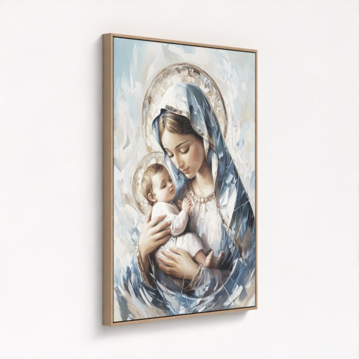 Virgen María y el Niño Jesús - Lienzo con marco flotante