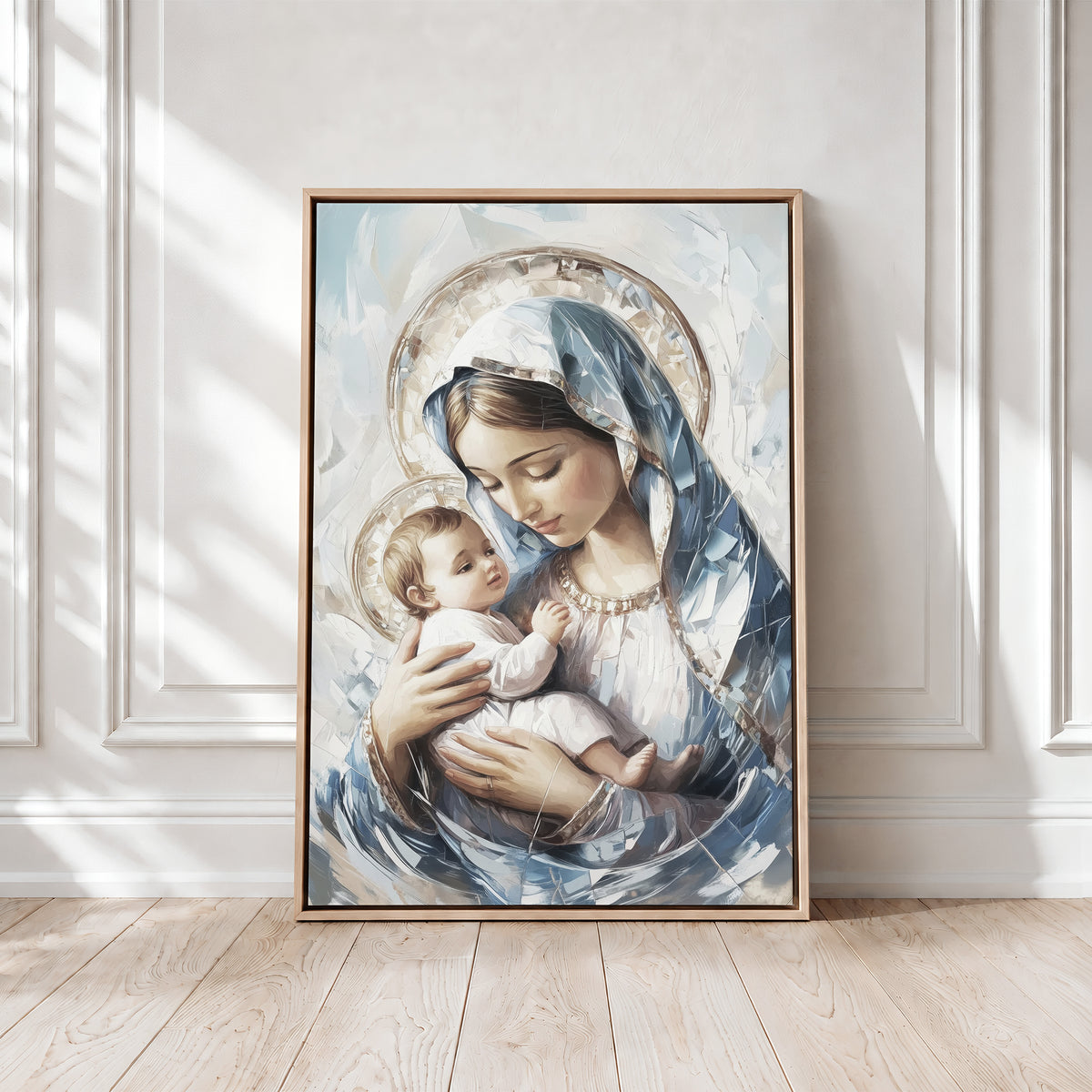 Virgin Mary and Baby Jesus - Float Frame Canvas
