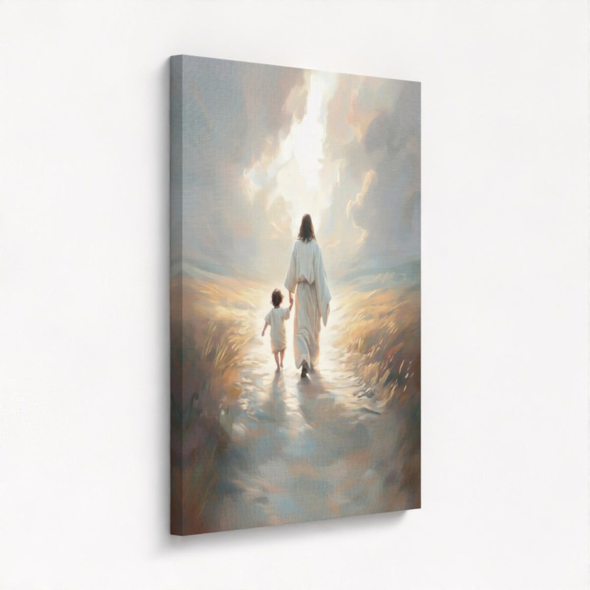 Mit Jesus gehen – Leinwand mit schwebendem Rahmen