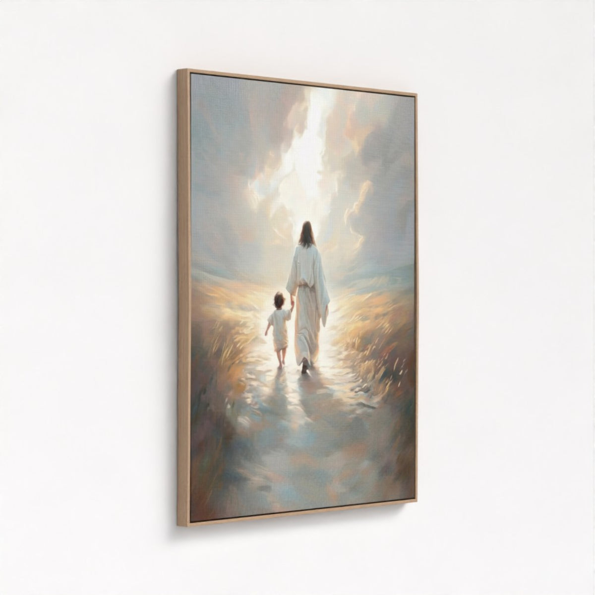 Mit Jesus gehen – Leinwand mit schwebendem Rahmen