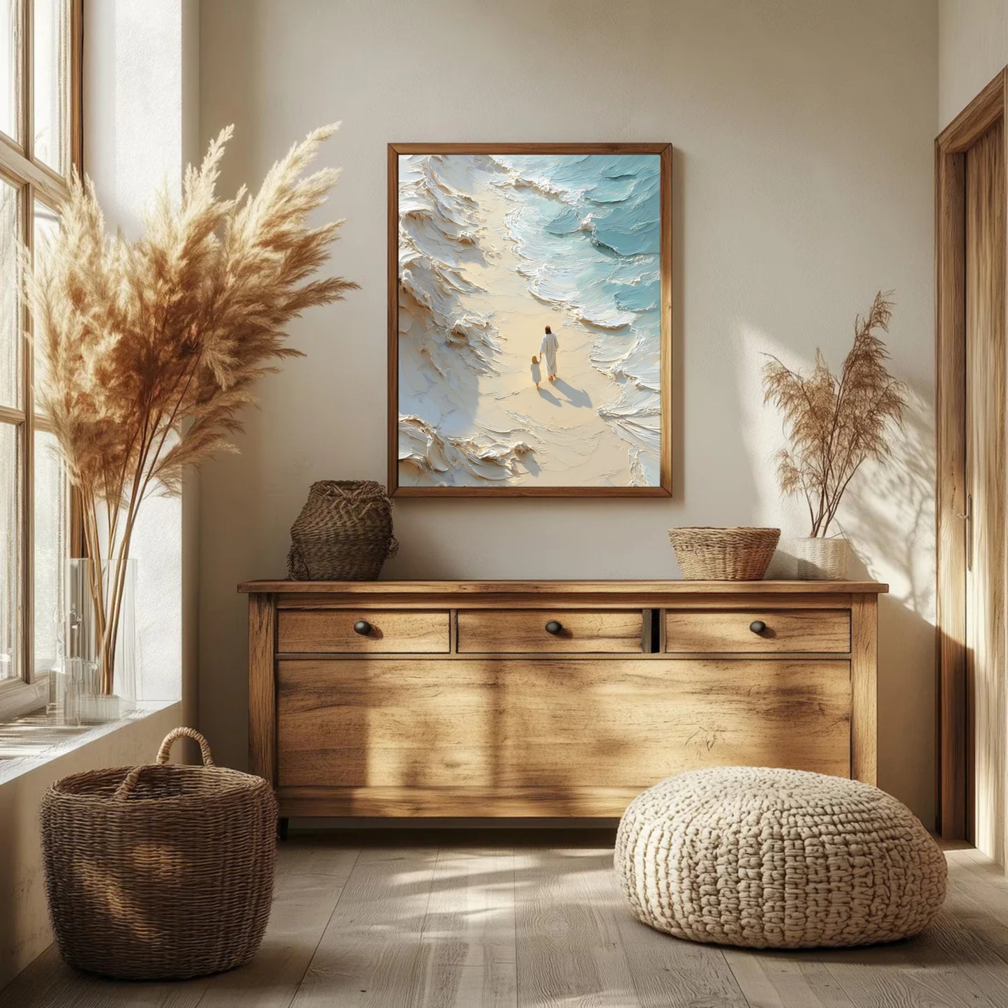 Camina conmigo - Chica rubia - Lienzo con marco flotante