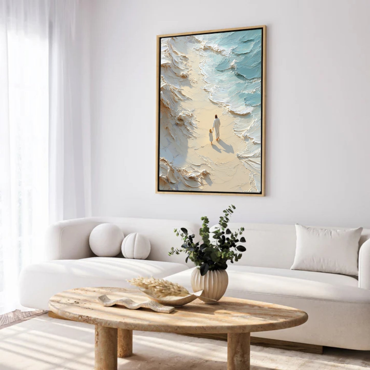 Camina conmigo - Chica rubia - Lienzo con marco flotante