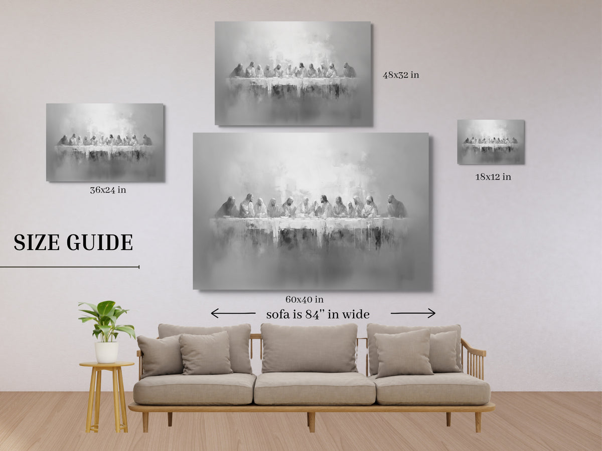 Letztes Abendmahl Schwarz/Weiß - Float Frame Canvas