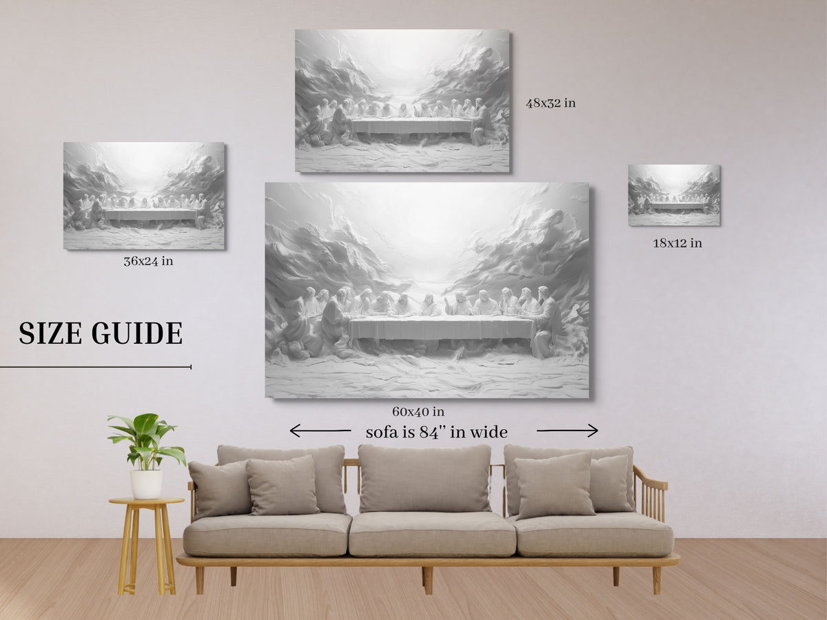 Last Supper Abstract Canvas Print, Black White Christian Wall Art  - Float Frame Canvas