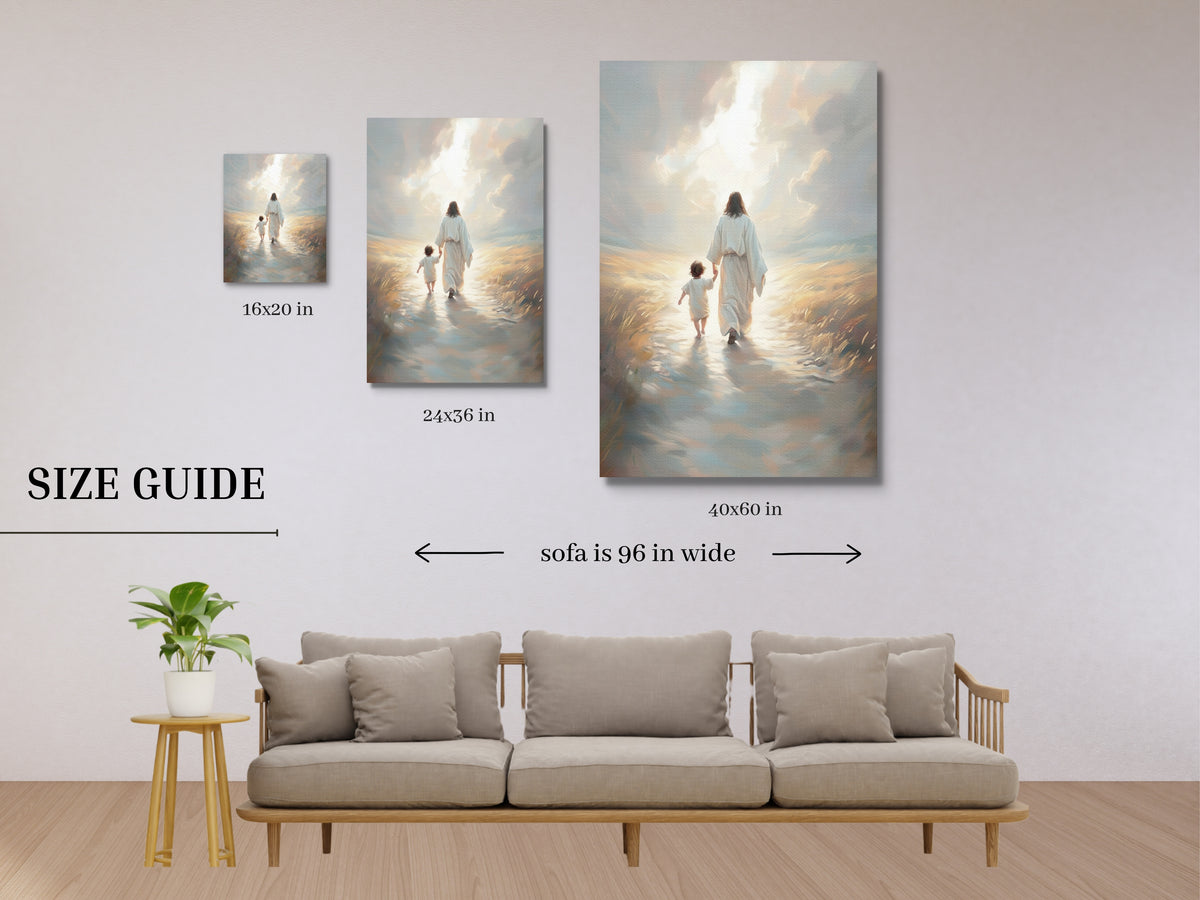 Mit Jesus gehen – Leinwand mit schwebendem Rahmen