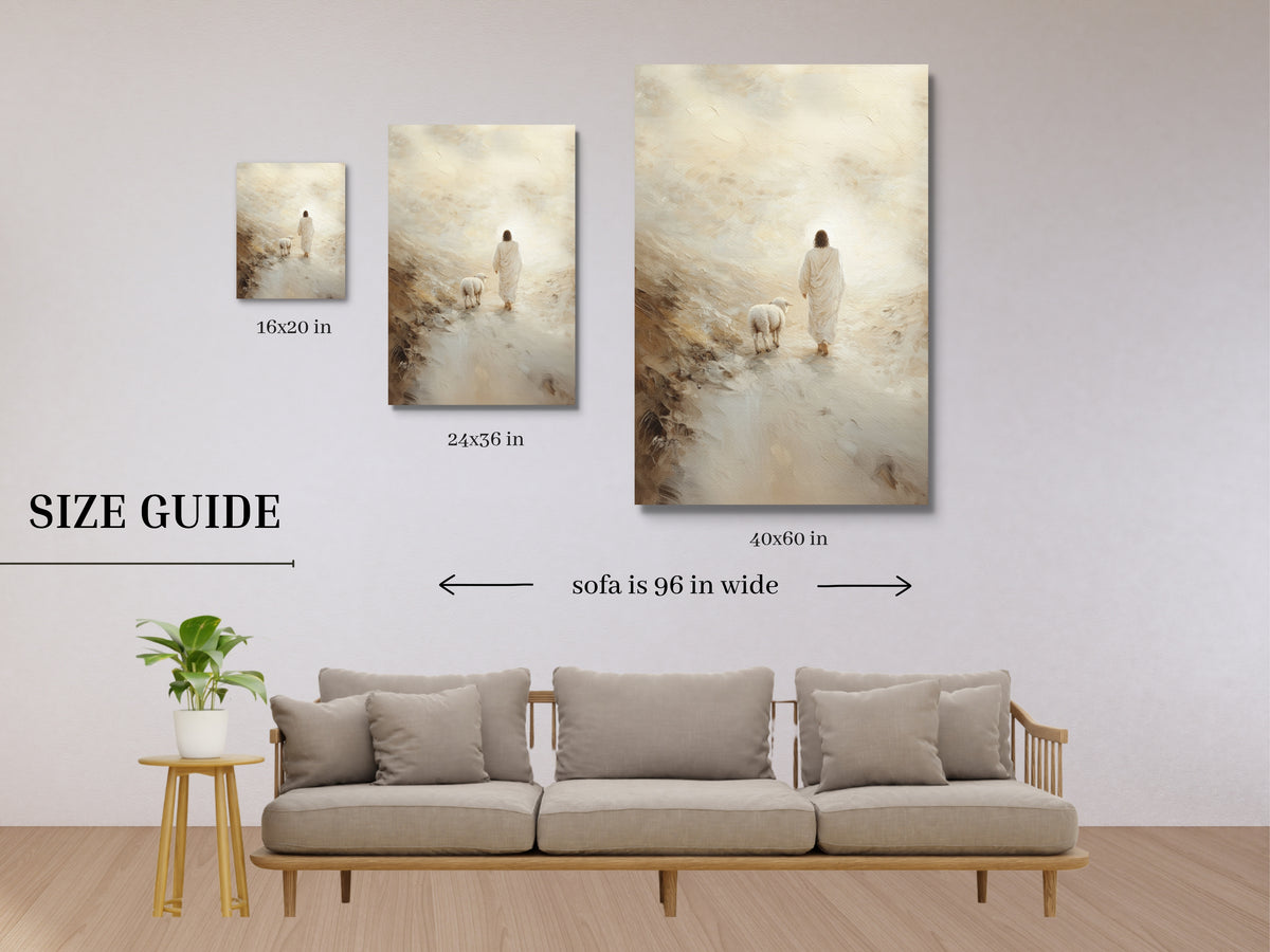 Jesus Leaves the 99 - Good Shepherd - Float Frame Canvas