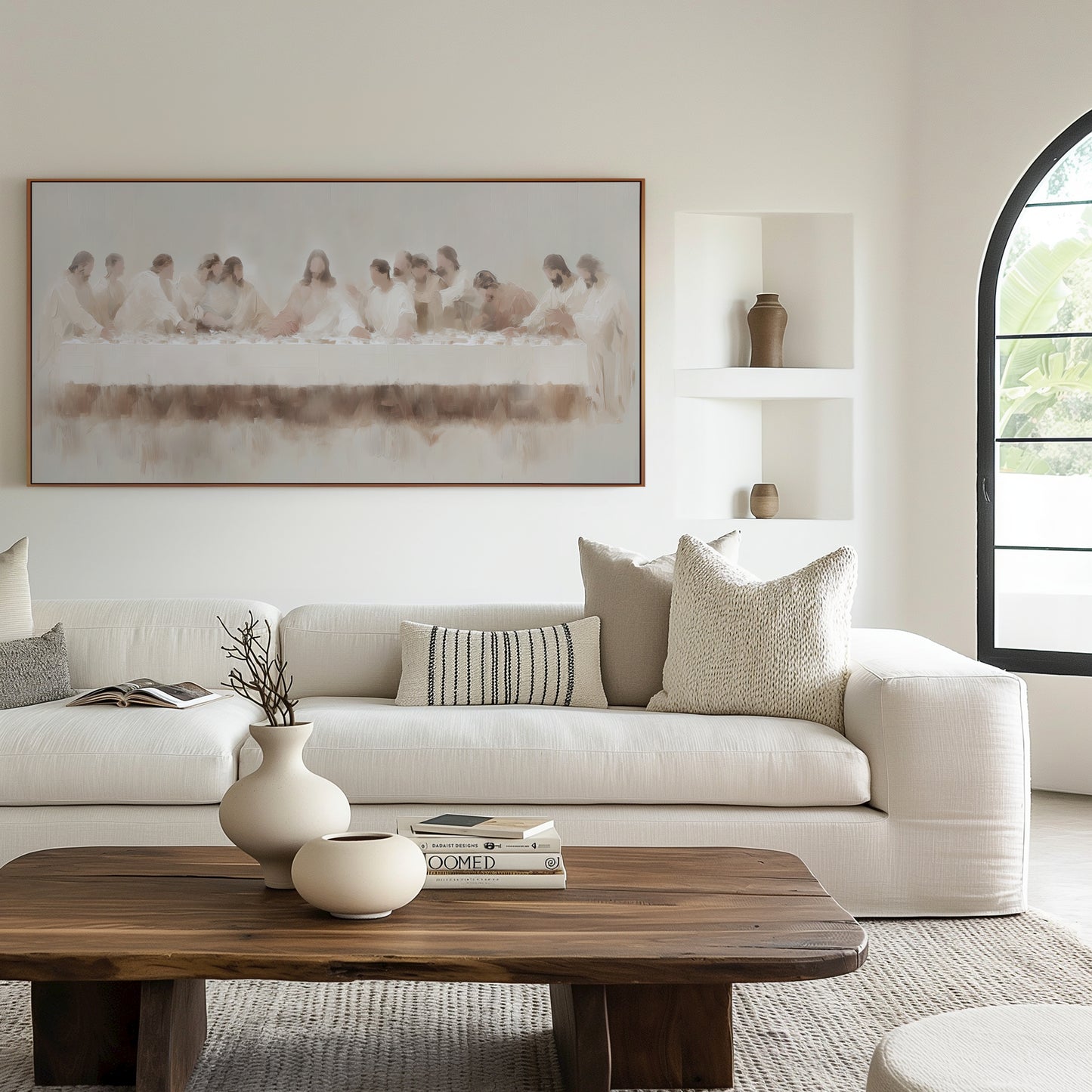 Decoración de pared de la Última Cena: pieza minimalista con marco flotante