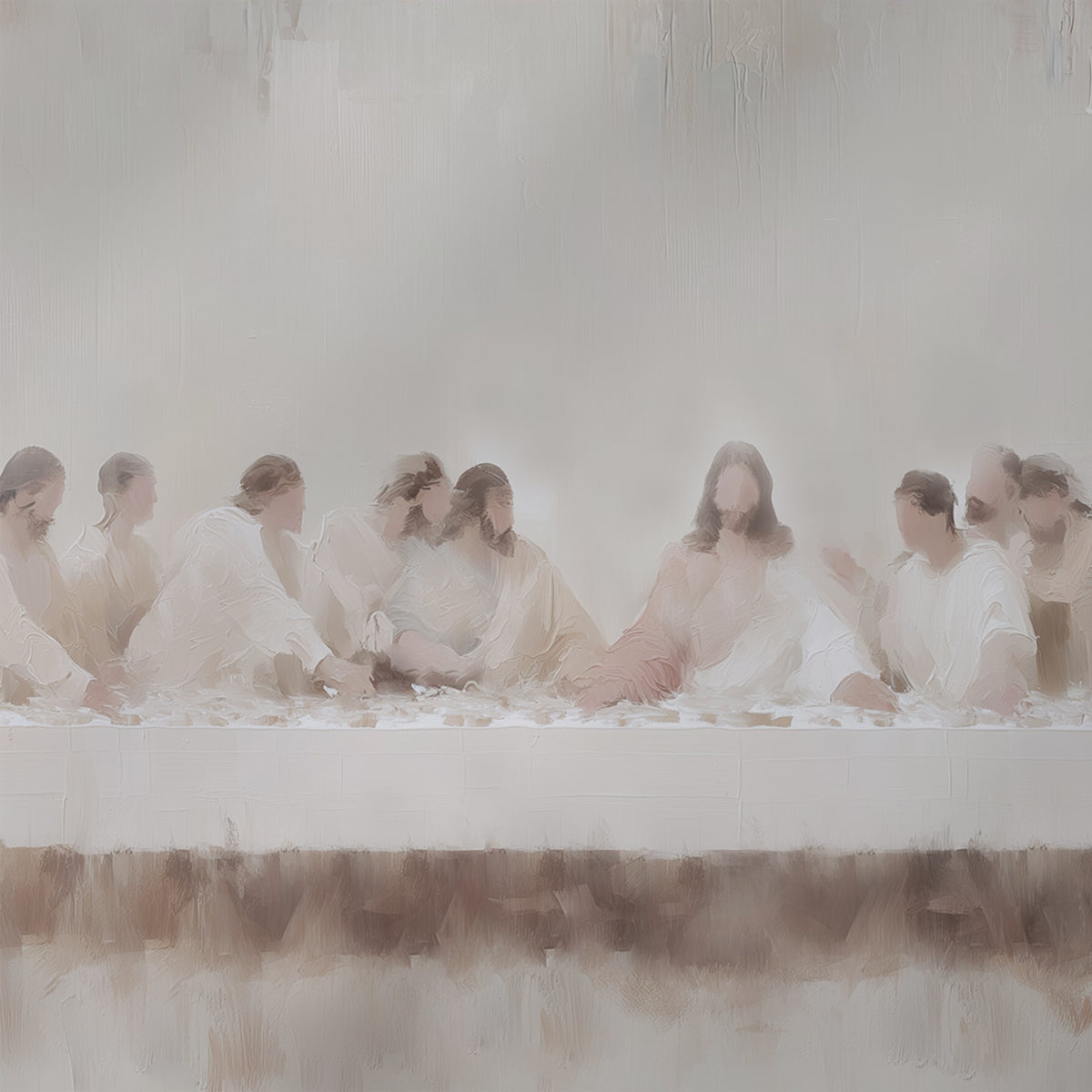 Last Supper Wall Art - Minimalist Neutral Christian Decor -  Stretched Canvas
