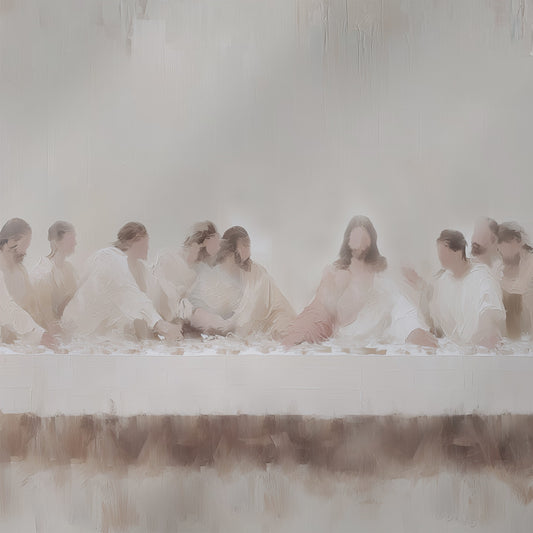 Last Supper Wall Art - Minimalist Neutral Christian Decor -  Stretched Canvas