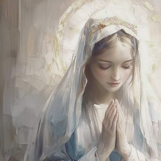 Blessed Virgin Mary Madonna and Roses - Stretched Canvas