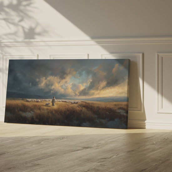 Good Shepherd Jesus Leaves the 99 Catholic Art - Stretched Canvas